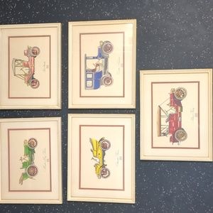 Vintage frames car prints set of 5